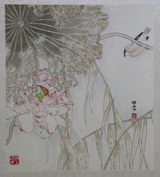 殘荷花鳥