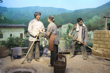 農(nóng)民砌墻