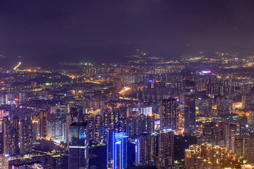 俯瞰广州天河区建筑群夜景