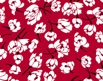 紅底白花朵