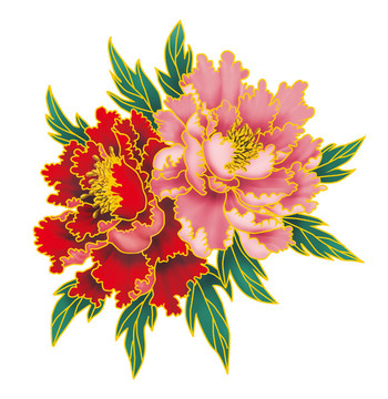手繪牡丹花