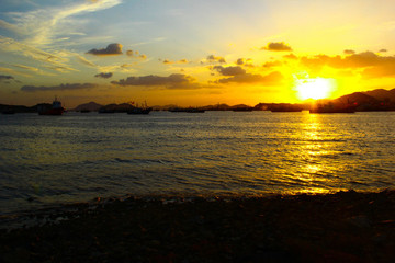 象山石浦漁港東海夕陽漁船