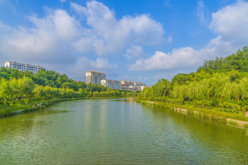 碧水藍天青州城市風景