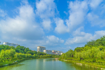 碧水藍天青州城市風景