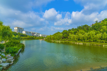 碧水藍天青州城市風景