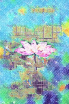 荷花油畫裝飾畫