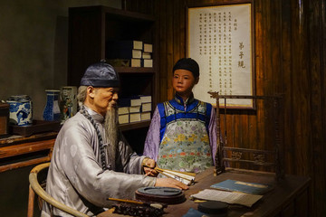 清代私塾蠟像