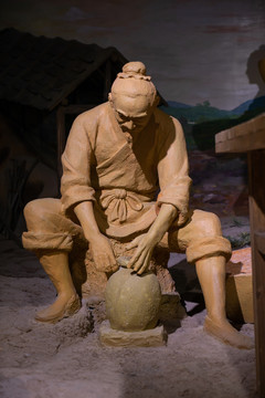 古代陶瓷作坊生產(chǎn)場景