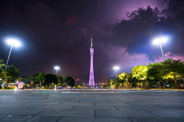花城廣場廣州塔夜景