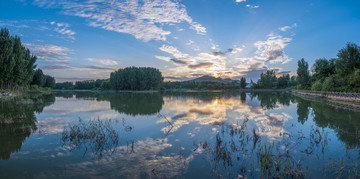 青州堯王湖晚霞風(fēng)景