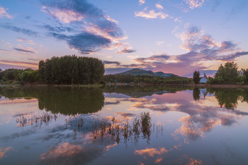 堯王湖晚霞風(fēng)景