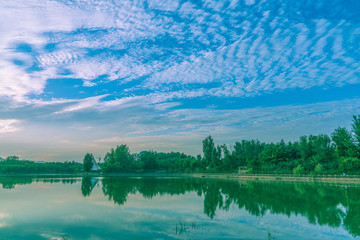 青州堯王湖晚霞風(fēng)景
