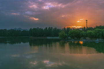青州南陽湖晚霞風(fēng)景