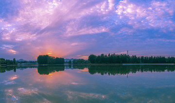 青州南陽湖晚霞風(fēng)景