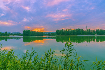 青州南陽湖晚霞風(fēng)景
