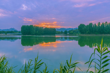 青州南陽(yáng)湖晚霞風(fēng)景