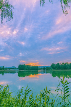 青州南陽湖晚霞風(fēng)景