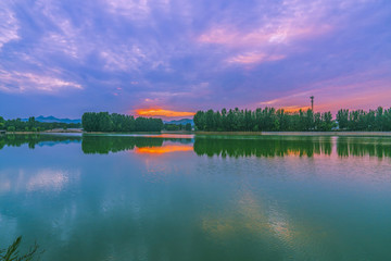 青州南陽湖唯美晚霞
