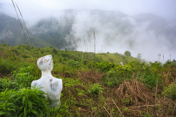 遺棄,人偶,石膏像,露天,戶外
