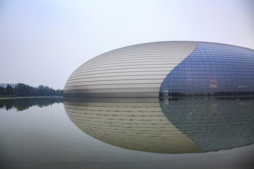北京,國家大劇院,建筑,倒影,外景