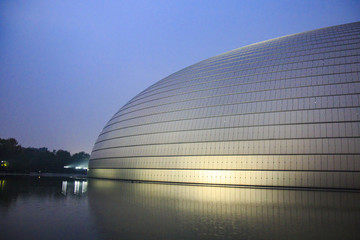 北京,國家大劇院,建筑,倒影,外景