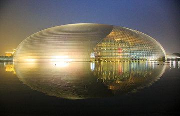 北京,國家大劇院,建筑,倒影,外景