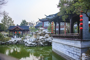江蘇,泰州,喬園景區(qū),園林,古建筑,傳統(tǒng),格局,水榭樓臺