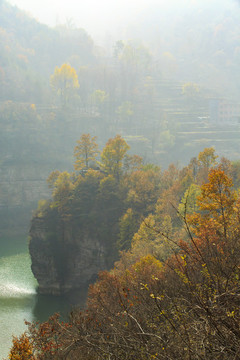 河南,林州,太行山,石板巖,峽谷,秋色,山