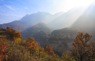 河南,林州,太行山,石板巖,峽谷,秋色,山