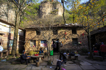 河南,林州,太行山,石板巖,峽谷,秋色,山