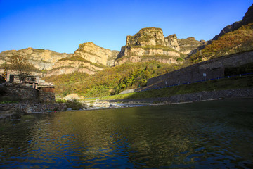 河南,林州,太行山,石板巖,峽谷,秋色,山