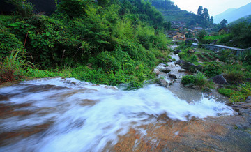 浙江,麗水,云和縣,云和梯田,鄉(xiāng)村,山村,稻田,小溪