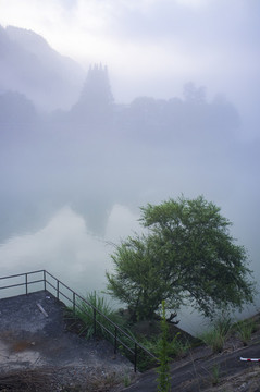 浙江,麗水,云和縣,仙宮景區(qū),云和湖,緊水灘電站,霧氣,仙境