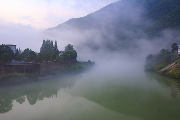 浙江,麗水,云和縣,仙宮景區(qū),云和湖,緊水灘電站,霧氣,仙境