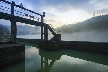 浙江,麗水,云和縣,仙宮景區(qū),云和湖,緊水灘電站,霧氣,仙境