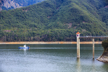 浙江,臺(tái)州,臨海,涌泉,牛頭山,水庫(kù),船,公園,大壩