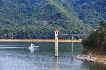 浙江,臺(tái)州,臨海,涌泉,牛頭山,水庫(kù),船,公園,大壩
