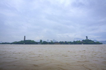 浙江,溫州,江心嶼景區(qū),甌江,江心寺,雙塔