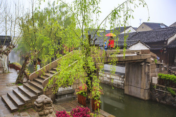 浙江,湖州,南潯古鎮(zhèn),古建筑,江南,水鄉(xiāng),船,民居,雨,清明,河道