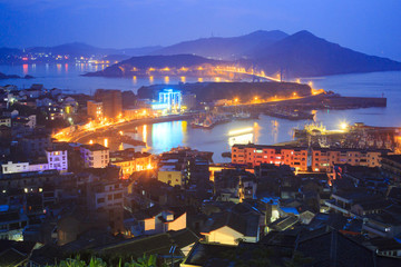 浙江,舟山,嵊山,海島,橋,海面,俯瞰,漁村,全景
