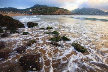 浙江,舟山,嵊泗,枸杞島,海島,海灣,船,碼頭,沙灘,礁石,海浪,漁村
