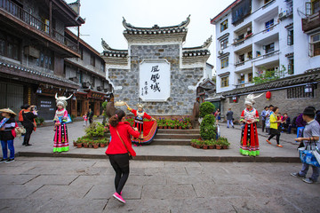湖南,湘西,鳳凰古城,吊腳樓,沱江,古建筑