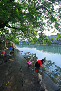 河邊洗菜