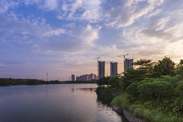 公園湖泊濕地公園天空云彩