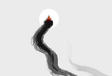 縹緲禪意水墨畫