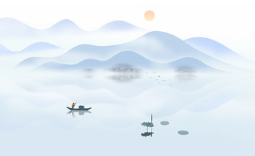 云霧繚繞現(xiàn)代山水畫