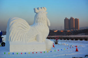 吉林松花江畔雪雕