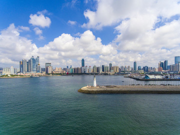 航拍青島海濱