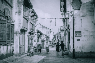 蘇州老建筑街景復(fù)古照片