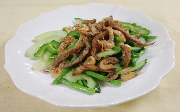 四寶炒蝦毛山坑魚(yú)